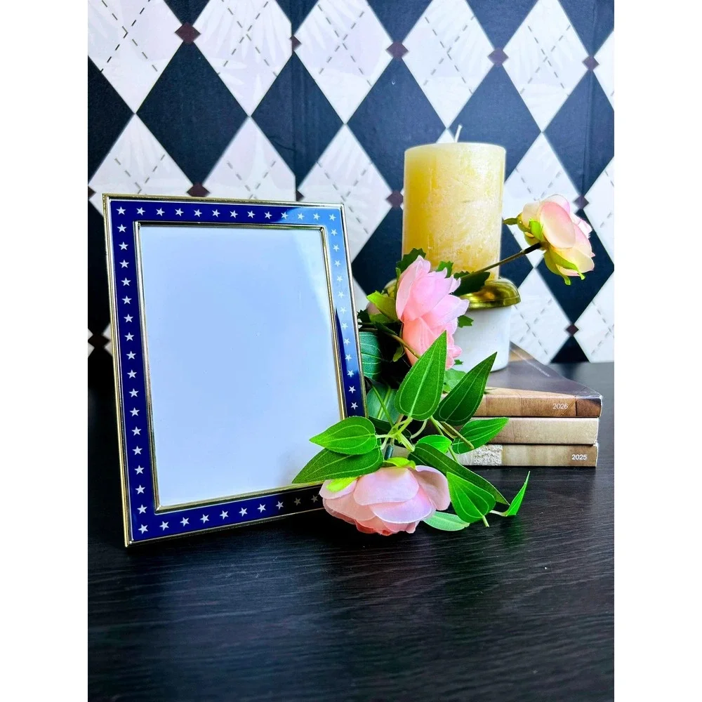Blue Star Photo Frame Gold Trim Americana Picture Frame‎ 7x5 Inch